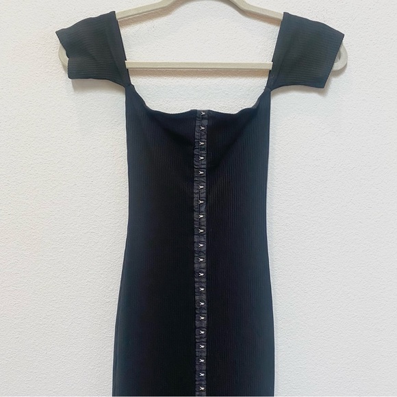 Reformation Whitney Ribbed Black Bodycon Dress XS - Picture 5 of 11